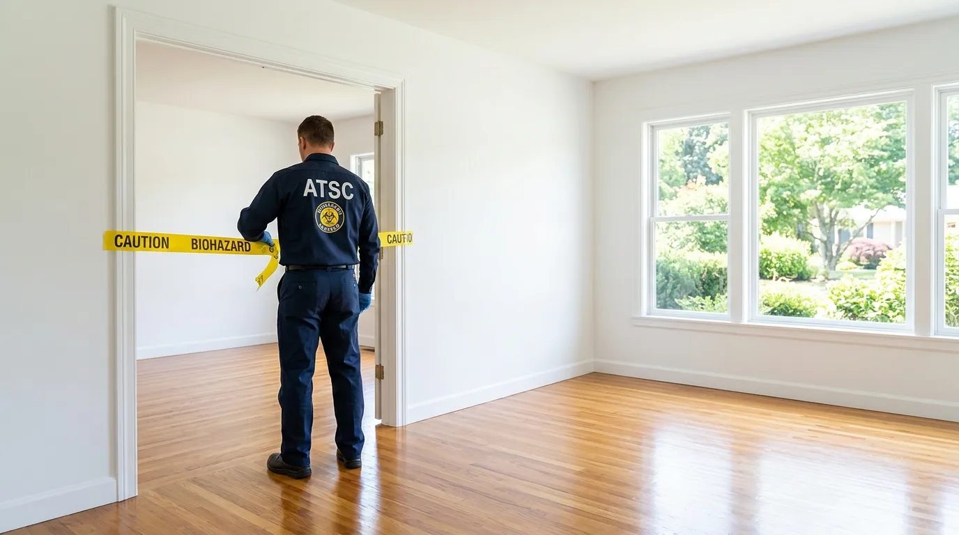 Certified biohazard cleanup crew performing Decomposition Cleanup in Lewisville